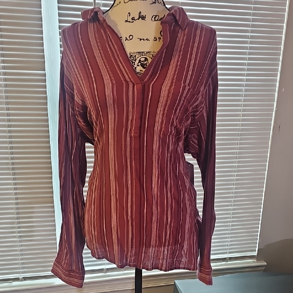 Sonoma Burgundy Striped Button Down Shirt